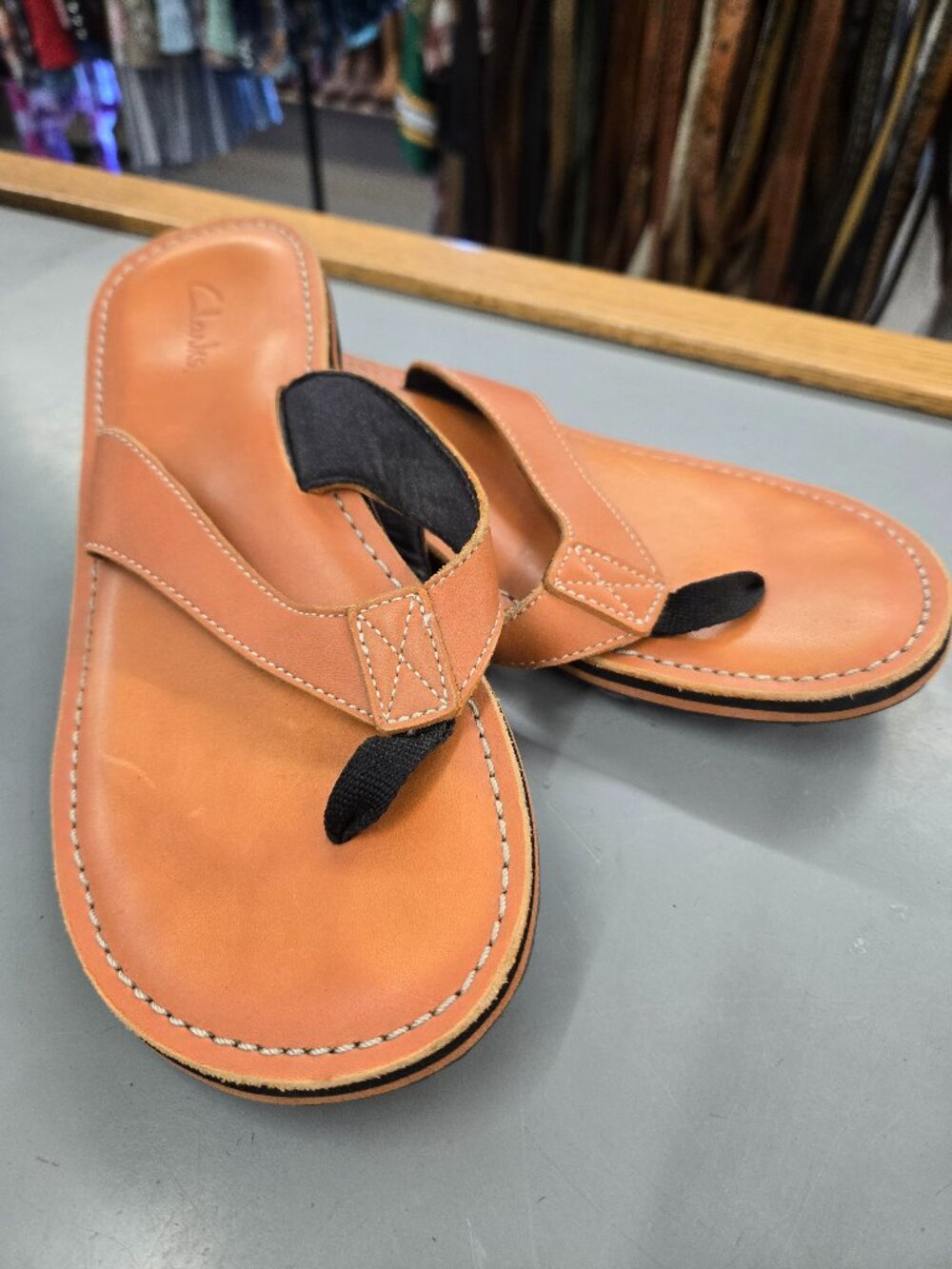 Ladies Clarks Leather Sandals Slip on as new